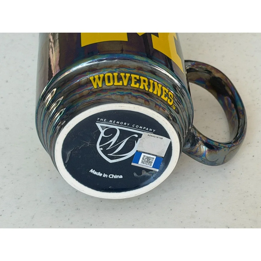 Michigan Wolverines University Iridescent Ceramic Coffee Mug Cup Logo NCAA
